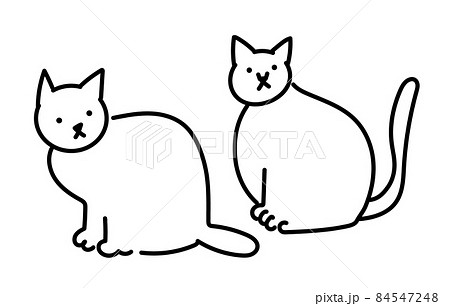 猫 ねこ ネコ 二匹 イラスト シンプルのイラスト素材