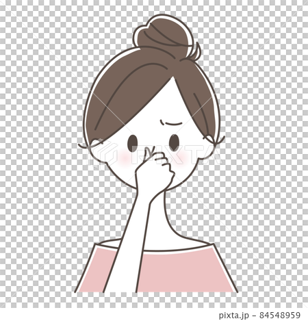 鼻をつまむ女性 84548959