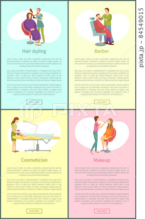 Hair Styling Procedures Posters Text Set Vector Hair Styling Procedures Posters Text Set Vector 84549015