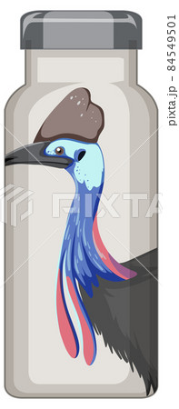 A white thermos bottle with bird animal pattern 84549501