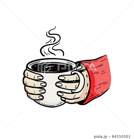 Woman hand hold hot winter drink cup. Woman hand hold hot winter drink cup. 84550301