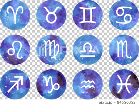 宇宙カラーの12星座の水玉セット ベクター素材 宇宙カラーの12星座の水玉セット ベクター素材 84550352
