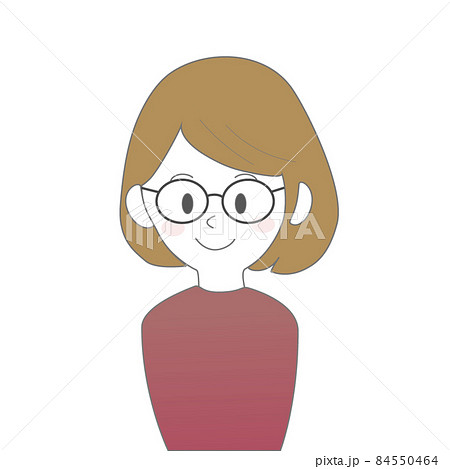 ボブヘアのメガネをかけた女性イラスト ボブヘアのメガネをかけた女性イラスト 84550464