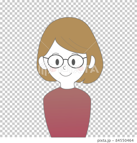 ボブヘアのメガネをかけた女性イラスト ボブヘアのメガネをかけた女性イラスト 84550464