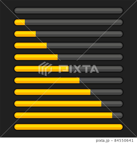 Orange Progress Bar Element Set. Upload Indicator 10-100. Vector Orange Progress Bar Element Set. Upload Indicator 10-100. Vector 84550641
