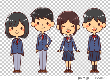学生服自由化 男子学生 女子学生 イラスト素材のイラスト素材