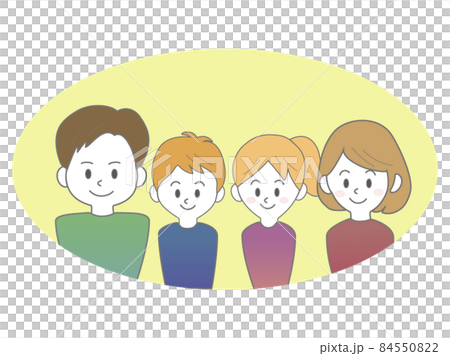 Illustration of a pop family of four in the upper body 84550822