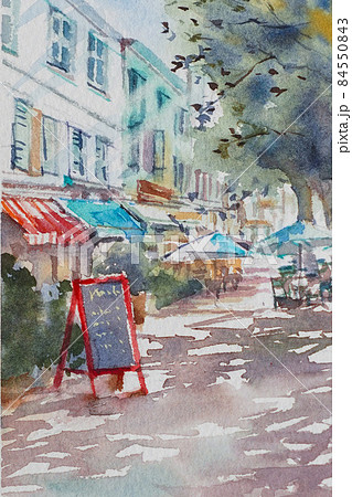 南フランスの街 水彩画 風景画 のイラスト素材 [84550843] - PIXTA