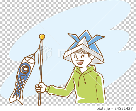 Image illustration of a boy holding a carp streamer 84551427