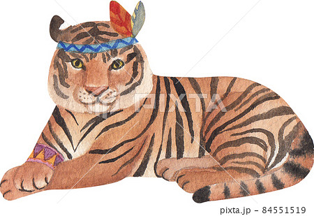 Tiger Jungle tribal animal watercolor clipart png 84551519