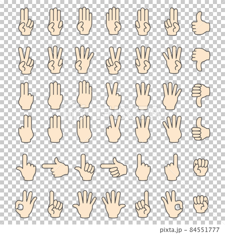 Hand icon line drawing vector illustration set (hand sign) 84551777
