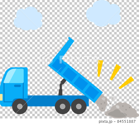 Dump truck that unloads earth and sand from the loading platform 84551887