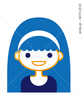 カチューシャをつけたロングヘアの女の子アイコンのイラスト素材