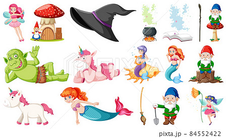 Set of fantasy fairy tale characters and elements 84552422