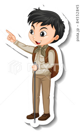 Boy in safari outfit cartoon character sticker 84552845