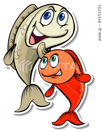 Two fishes animal cartoon sticker 84553791