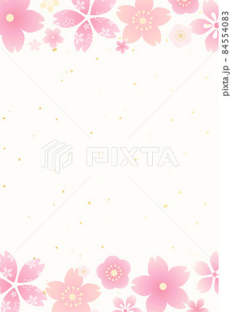 春の和柄の花と雲と桜イメージのベクターイラスト背景 84554083