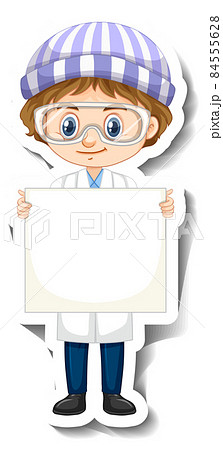 Scientist boy holding empty board cartoon...のイラスト素材 [84555628] - PIXTA
