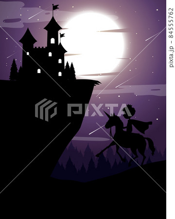 Silhouette background with full moon Silhouette background with full moon 84555762