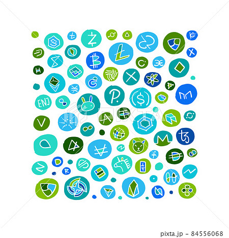 Cryptocurrency Financial Items Background. Altcoins Collection Cryptocurrency Financial Items Background. Altcoins Collection 84556068