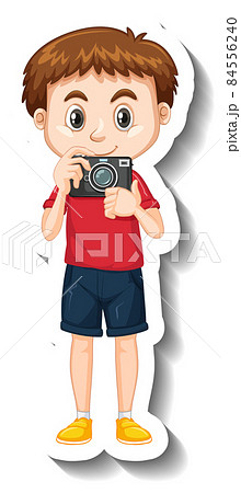 Boy holding camera cartoon character sticker Boy holding camera cartoon character sticker 84556240