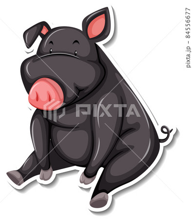 Black pig animal cartoon sticker 84556677