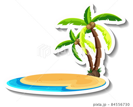 Tropical beach island with coconut tree 84556730