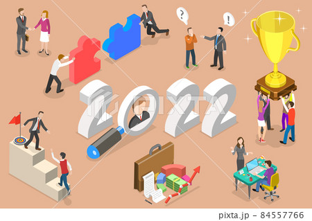 3D Isometric Flat Vector Conceptual Illustration of New Year And Employees Onboarding 84557766