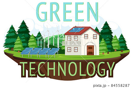 Green energy generated by wind turbine and solar panel 84558287