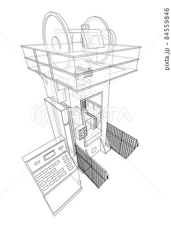 Hydraulic Press. 3d illustration 84559846
