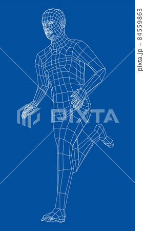 Wireframe running man. 3d illustration Wireframe running man. 3d illustration 84559863