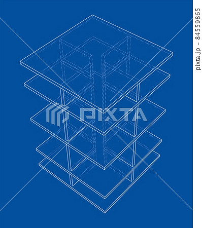 Empty showcase outline. 3d illustration Empty showcase outline. 3d illustration 84559865