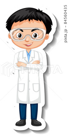 Scientist boy cartoon character sticker Scientist boy cartoon character sticker 84560435