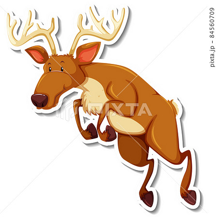 Deer leaping cartoon character sticker 84560709