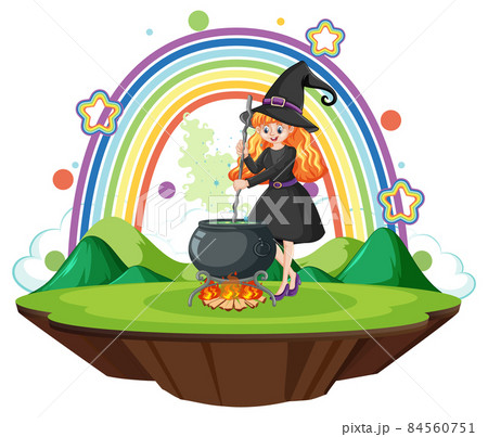 Witch cartoon character with potion pot Witch cartoon character with potion pot 84560751