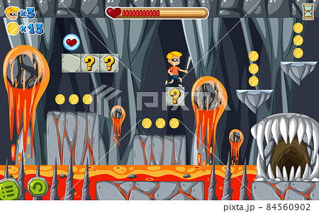 Lava Cave Platformer Game template 84560902
