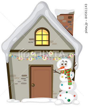 House covered with snow on white background House covered with snow on white background 84561143