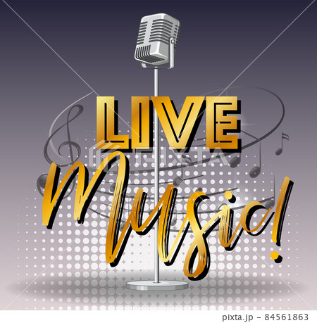 Live music banner with vintage microphone 84561863