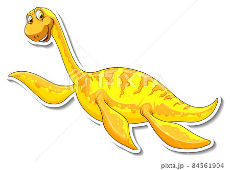 Elasmosaurus dinosaur cartoon character sticker Elasmosaurus dinosaur cartoon character sticker 84561904