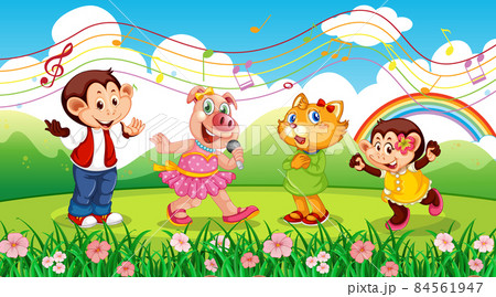 Cute animals performance singing at the park 84561947