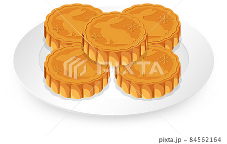 Pile of mooncakes on white plate Pile of mooncakes on white plate 84562164