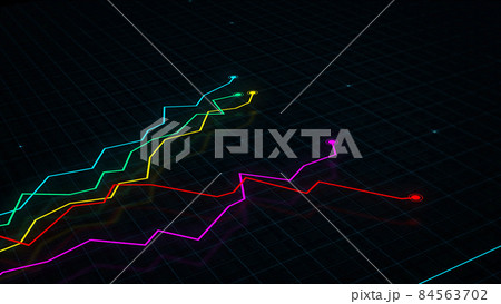 3D rendering of a line graph of a digital income chart 3D rendering of a line graph of a digital income chart 84563702