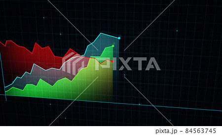 3D rendering of a line graph of a digital income chart 3D rendering of a line graph of a digital income chart 84563745