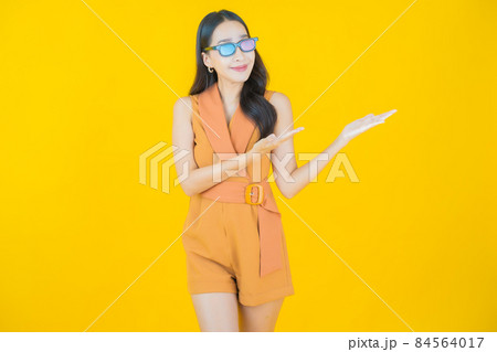 Portrait beautiful young asian woman wear 3d eyeglasses Portrait beautiful young asian woman wear 3d eyeglasses 84564017