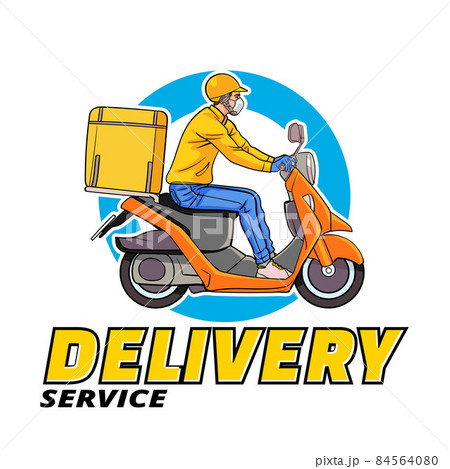 Fast delivery man with motorcycle Fast delivery man with motorcycle 84564080