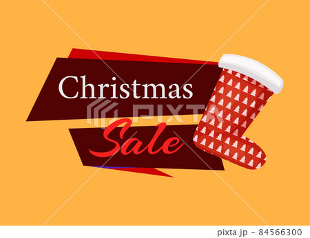 Christmas Sale Label, Red Santa Stocking Isolated 84566300