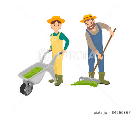 Farming Man and Woman Compost Vector Illustration Farming Man and Woman Compost Vector Illustration 84566367