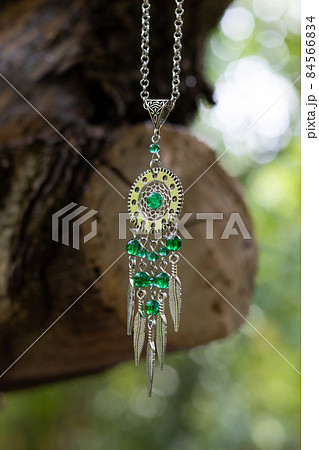 Handmade dream catcher with feathers threads and beads rope hanging 84566834