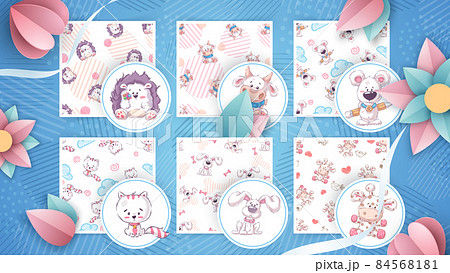 Set cute animals - seamless pattern 84568181
