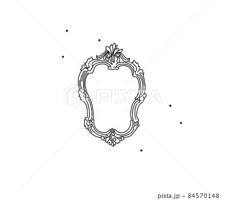 Hand drawn vector abstract stock flat graphic illustration with logo element of line frame mirror art in simple style for branding,isolated on white background 84570148